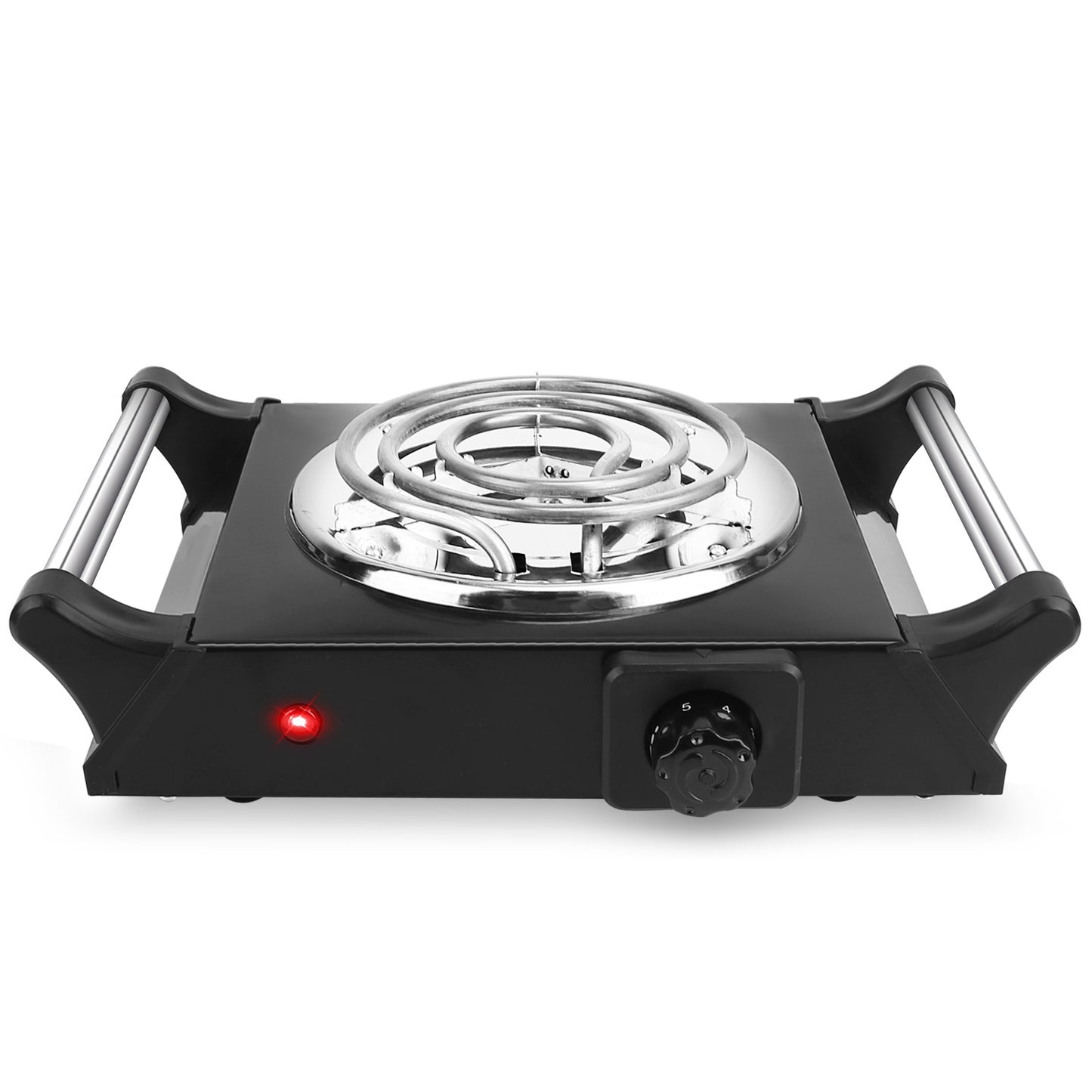 1000W Electric Single Burner Portable Coil Heating Hot Plate Stove Countertop RV Hotplate with 5 Temperature Adjustments Portable Handles