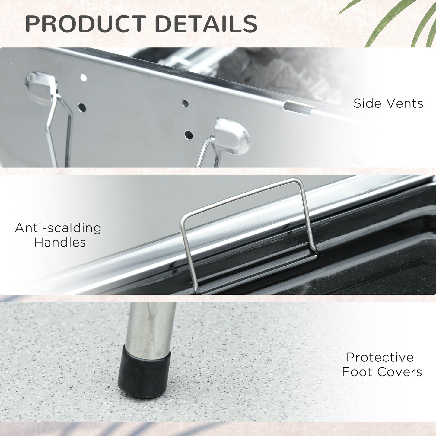 Outsunny Charcoal Grill, Stainless Steel Portable Folding BBQ, Outdoor Hibachi for Backyard Cooking, Camping, Picnic, Party, Tailgating and Travel with Pan, Grill Rack, Shelves, and Hooks