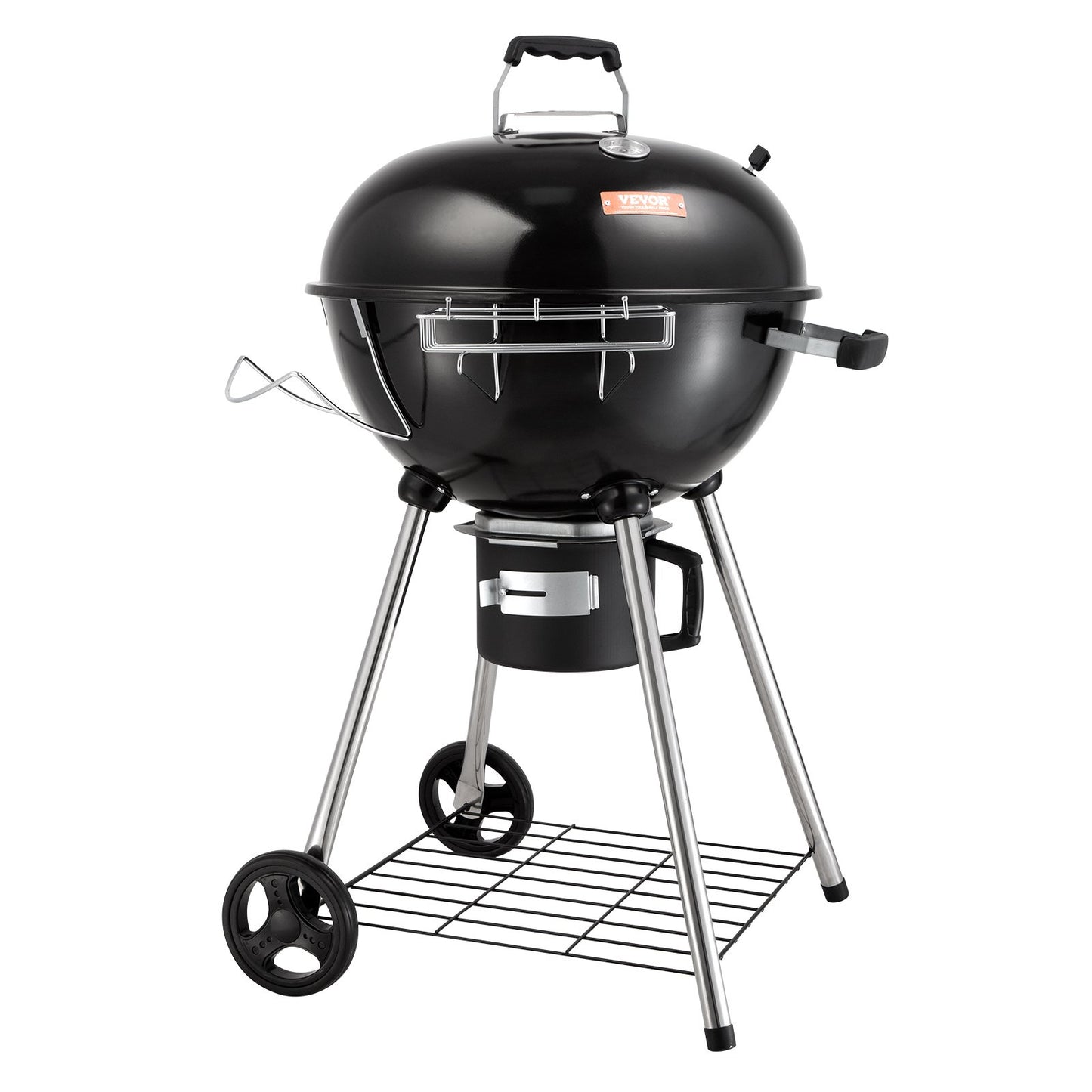 VEVOR 22" Kettle Charcoal Grill, Premium Kettle Grill with Wheels Grate and Cover, Porcelain-Enameled Lid and Firebowl with Slide Out Ash Catcher Thermometer for BBQ, Picnic, Patio and Backyard