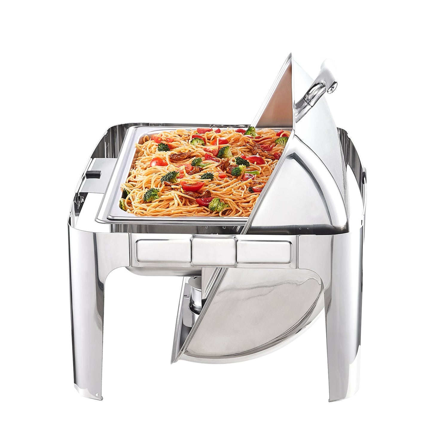 VEVOR Roll Top Chafing Dish Buffet Complete Set, 8 Qt Stainless Steel Chafer with Full Size Pan, Rectangle Catering Warmer Server with Lid Water Pan Stand Fuel Holder Meal Clip, for at Least 8 People