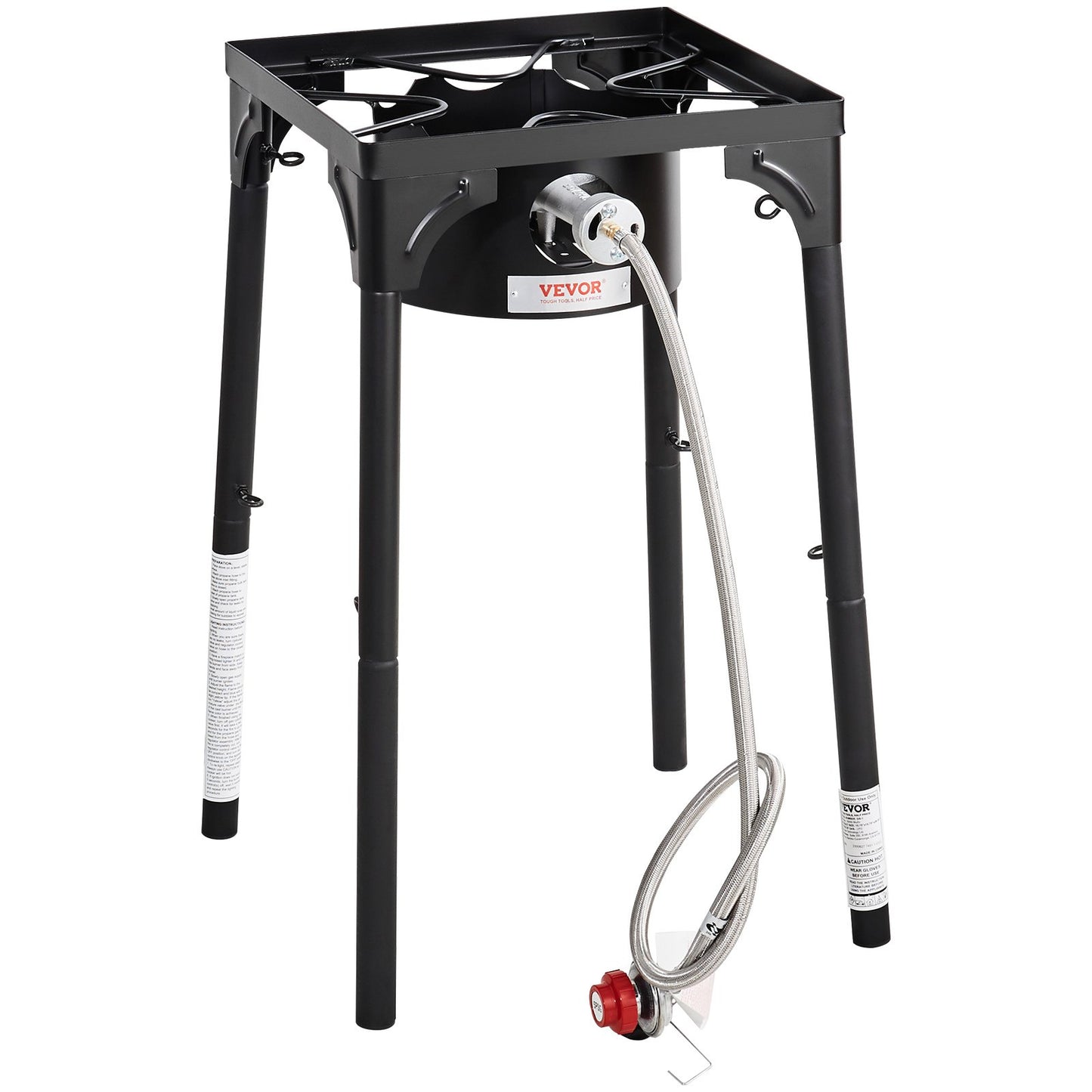 VEVOR Single Burner Outdoor Camping Stove, 30,000-BTU Camping Modular Cooking Stove, Heavy Duty Carbon Steel Gas Cooker with Detachable Legs Stand & PSI Regulator, for BBQ Home Camp Patio RV Cooking