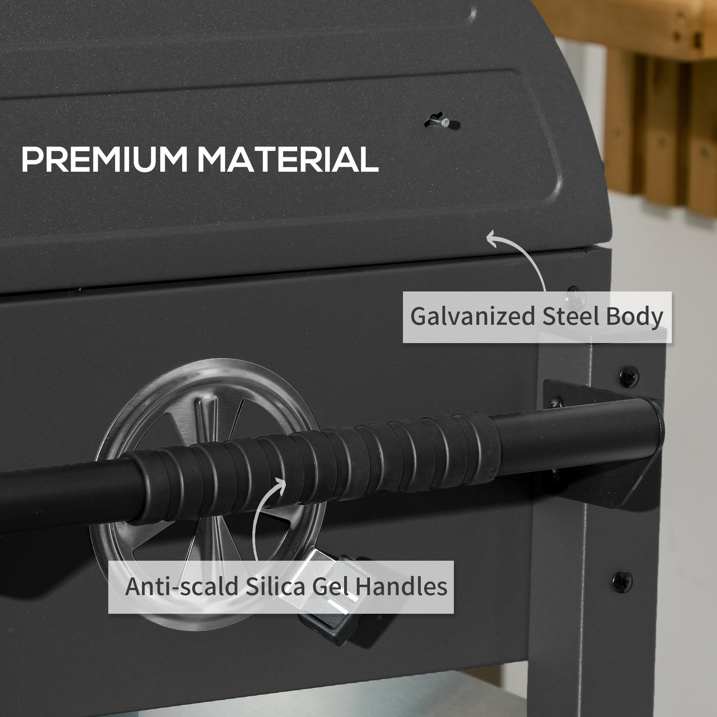 Outsunny Charcoal BBQ Grill with 235 sq.in. Cooking Area, Tabletop Outdoor Barbecue with Ash Catcher and Built-in Thermometer for Patio, Backyard, Camping, Picnic, Black