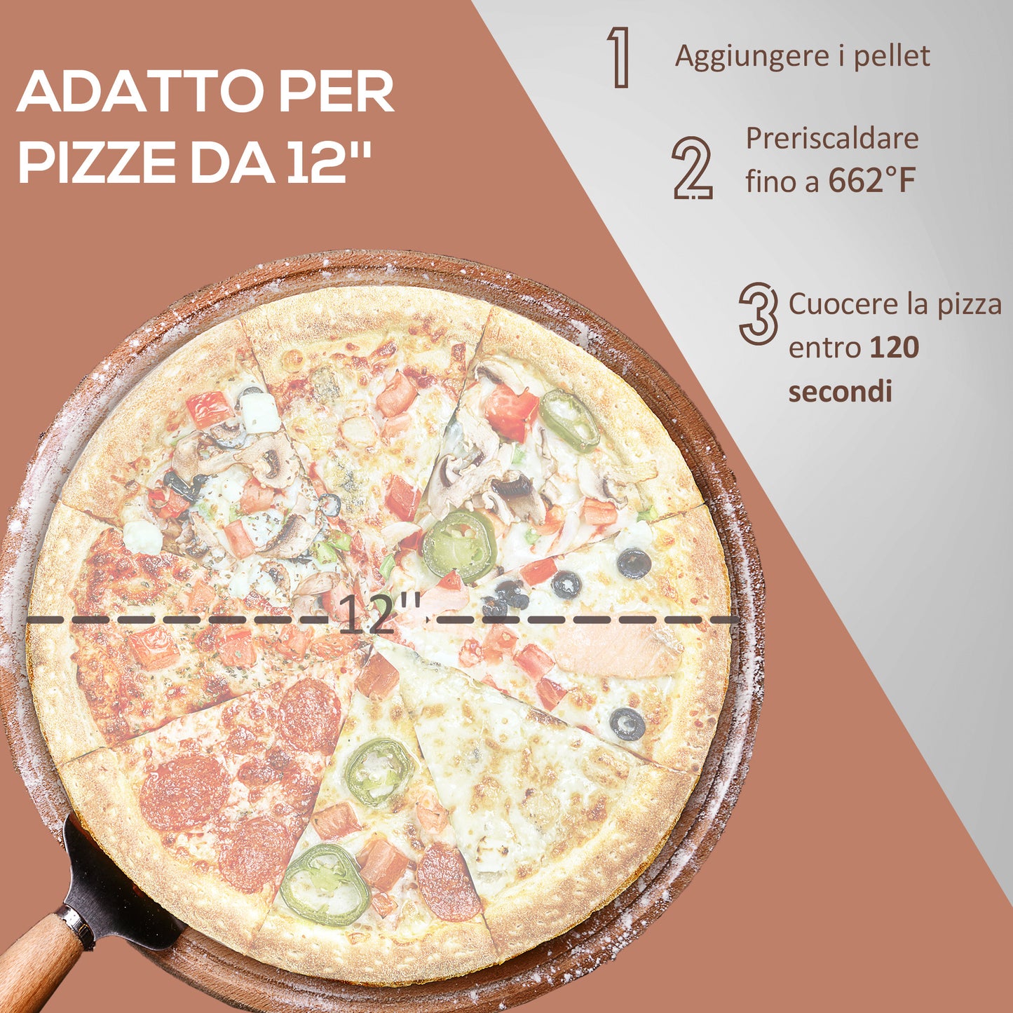 Outsunny Outdoor Pizza Oven with 12" Stone, Peel and Cover, Portable Pellet Wood Fired Pizza Maker with Foldable Legs, Stainless Steel Pizza Grill for Outside, Backyard, Outdoor Kitchen