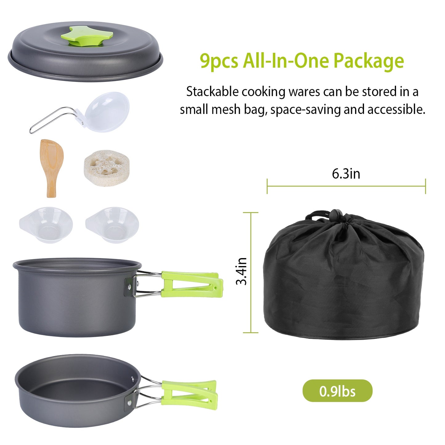 9Pcs Camping Cooking Ware Set Camping Stove Cookware Kit