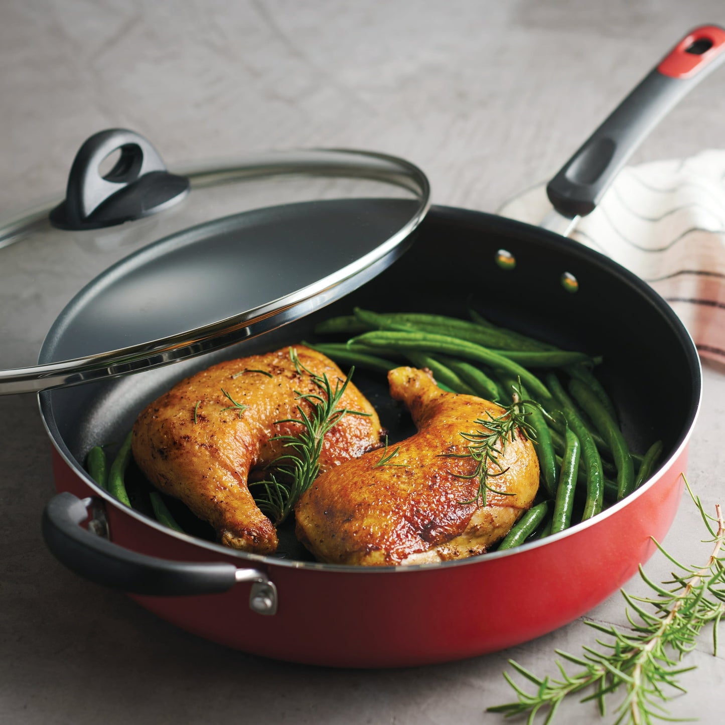 Qt Aluminum Nonstick Covered Jumbo Cooker – Red