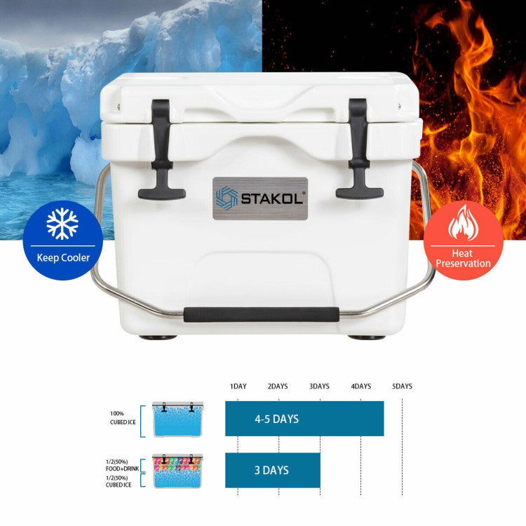 16 Quart 24-Can Capacity Portable Insulated Ice Cooler with 2 Cup Holders